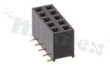 Listwa stykowa do PCB; w rastrze 2.54mm; 2x5 styków; montaż: SMD; żeńska; prosta; dwurzędowe