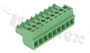 Listwa zaciskowa rozłączalna; w rastrze 3.81mm; 9-torowa; żeńska; na przewód 1.5mm2(28-16AWG); kierunek wtykania równoległy do osi przewodu; styki z fosforobrązu; mosiężna klatka przewodu; UL 300V/10A
