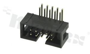 Full shrouded header for PCB; pitch 2.54mm; 10-contacts; THT; male; side entry