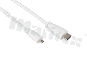 Kabel HDMI; micro-HDMI D męski - HDMI A męski; standard: HDMI 2.0; długość: 1m; kolor: biały; styki: niklowane; obsługa: 4K/UHD