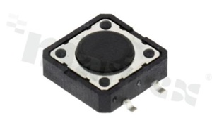 Przełącznik Tact Switch; SMD; wymiary korpusu 12.0x12.0; h=4.3mm; pionowy; o sile nacisku 520gf; przycisk okrągły