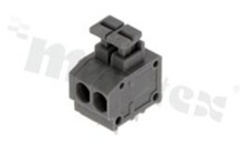 Listwa zaciskowa do PCB; w rastrze 3.81mm; 2-torowa; poziome wejście przewodu; na przewód 1.5mm2 (AWG 20-18); ze stykiem sprężynowym; szara; UL 300V/5A, IEC 250V/10A
