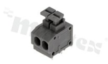 PCB terminal block; pitch 3.81mm; 2-ways; side entry; range wire 1.5mm2 (AWG 20-18); spring-loaded; gray; UL 300V/5A, TUV 250V/10A