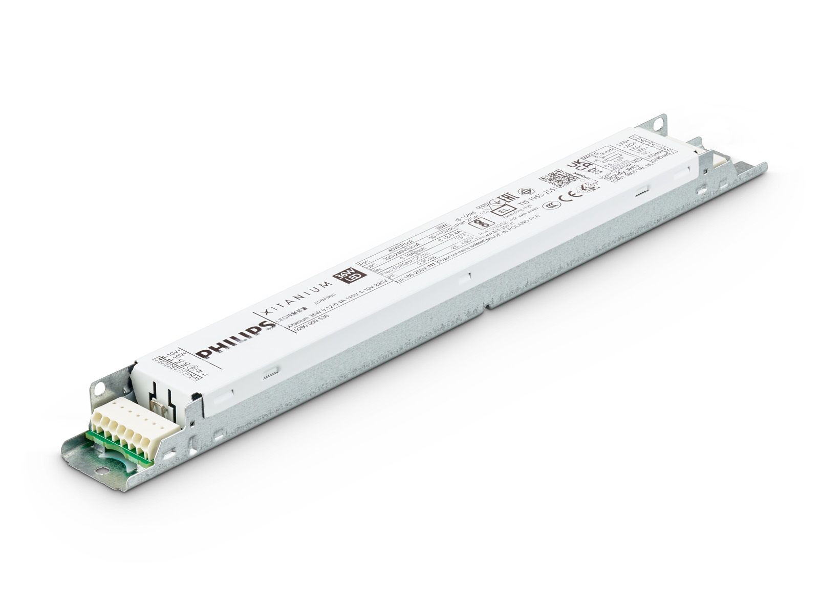 Zasilacz impulsowy; LED; DALI; 36W; 50-115V; 0.12-0.4A; 220-240VAC; 186-250VDC; IP20