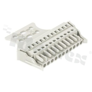 Listwa zaciskowa rozłączalna; w rastrze 5.00mm; 4-torowa; żeńska; na przewód 2.50mm2 (28-12 AWG); kierunek wtykania równoległy do osi przewodów; z zaciskiem sprężynowym;boczne zaczepy ryglujące; UL: 300/15A