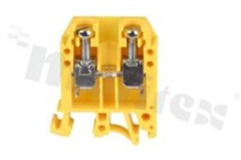 Installation terminal block; 1-level; 2-contacts; for wire 0,5-16,0mm2; screw terminal; yellow; Din rail; 1000V/76A