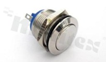 Push button switch; monostable; 19mm; solder terminals; stainless steel; IP65.