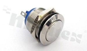 Push button switch; monostable; 19mm; solder terminals; stainless steel; IP65.