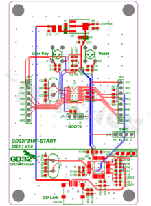 Starter Kit GD32F310F8P6; ARM Cortex-M4; USB mini; RESET KEY; USER KEY; LED; GD-Link; Arduino