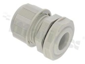 Dławnica kablowa PG11; nylonowa; PG11 3-7mm; Flat O-ring; szara; z nakrętką; ma klucz 22