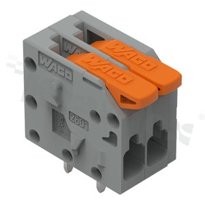 Listwa zaciskowa do PCB; przewód-płytka; na przewód 0,14 - 2,5 mm2; raster 3,5 mm; 2-torowa;2 zaciskowa; Push-in CAGE CLAMP®; szary;300V/10A