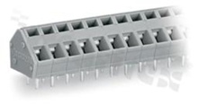 PCB terminal block; in 5.0/5.08mm raster; 13-track; oblique entry; for 0.08-2.50mm2 (28-12 AWG) wire; with spring contact; grey; UL: 300V/15A
