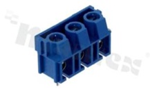 Listwa zaciskowa do PCB; w rastrze 7.50mm; 3-torowa; pionowa; na przewód 2.50mm2 (AWG 22-14); ze śrubami na wkręt płaski; klatka mosiężna; niebieska; UL 300V/15A, TUV 450V/24A