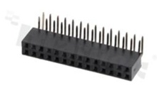 Pin Header; pitch 2.54mm; 2x14 pins; assembly: THT; female; angled; double row
