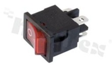 Miniaturowy przełącznik typu Rocker; jednobiegowy; 2-pozycyjny; 19.2x13mm; konektory DPDT; przycisk czerwony podświetlony; 6A/250V