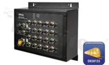 Switch przemysłowy kolejowy Gigabit; zarządzalny; norma kolejowa EN50155; 20 portów 10/100/1000Base-T(X); złącza M12; temp. pracy: -40+70 st.C; zasilanie redundantne 12...48VDC; WYCOFANY Z PRODUKCJI