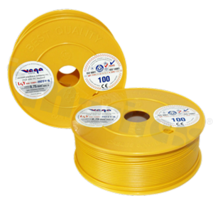 Single wire LGY/H05V-K; with copper multi-strand; yellow; cross section 0.75mm2; AWG 18; 500V; -40+105 deg.C; 100m.