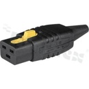 Złącze zasilające IEC C19; żeńskie; proste; na przewód; system blokady V-Lock; 8.5mm; 3 x 1mm2; czarne.