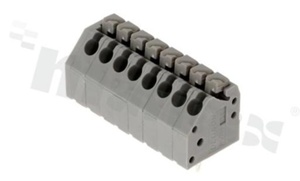 Listwa zaciskowa do PCB; w rastrze 3.5mm; 8-torowa; skośne wejście przewodu; na przewód 0.2-0.5mm2( 26-16 AWG); szara; ze stykiem sprężynowym; UL 300V/2A