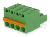 Pluggable terminal block; 5.08mm pitch; 04-ways; female; for wire 2.50mm2 (26-16AWG); wire insertion direction same as plug-in direction; p.bronze contacts; spring clamp; brass cage; UL 300/10A