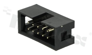 Full shrouded header for PCB; pitch 2.54mm; 10-contacts; THT; male; top entry