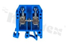 Installation terminal block; 1-level; 2-contacts; for wire 0,5-10,0mm2; screw terminal; blue; Din rail; 1000V/57A