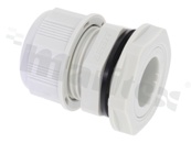 Dławnica kablowa PG16; nylon; PG16 10-14.0mm; Flat O-ring; szara; z nakrętką