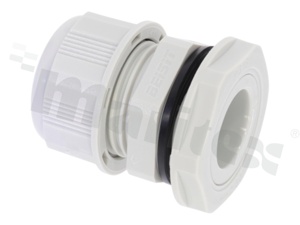 Cabel gland PG16; nylon; PG16 10-14mm; grey; Flat O-ring; with lock nut