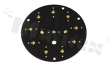 MCPCB, thermal conductivity 1.5W/(m*K), thickness: 1.6mm, number of layers - 1, black soldermask, legend color: gold, size: diameter 97mm, pad cover: gold; for XP/XT LEDs, /10