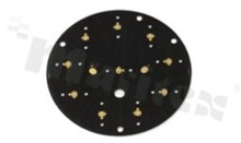 MCPCB, thermal conductivity 1.5W/(m*K), thickness: 1.6mm, number of layers - 1, black soldermask, legend color: gold, size: diameter 97mm, pad cover: gold; for XP/XT LEDs, /10