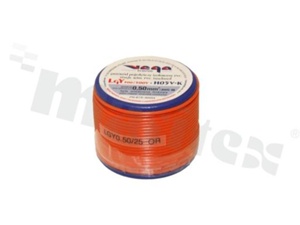 Przewód pojedynczy LGY/H05V-K; z wielodrutową miedzianą żyłą; pomarańczowy; przekrój 0.50mm2; AWG 20; 500V; -40+105 st.C; 25m.