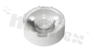 Soczewka do diod LED high power; kąt rozsyłu: 46 do 65 stopni FWHM; ilość diod: 1; rozmiar: okrąg 16mm; wysokość: 7.1mm; rodzaj materiału: PMMA; PC; sposób mocowania: kołek; taśma