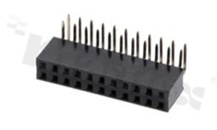 Listwa stykowa do PCB; w rastrze 2.54mm; 2x11 styków; montaż: THT; żeńska; kątowa; dwurzędowe