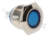 Lampka sygnalizacyjna; 19mm; terminale do lutowania; stal nierdzewna; podświetlenie nieznany kolor; LED 24V