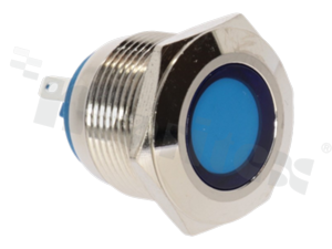 Lampka sygnalizacyjna; 19mm; terminale do lutowania; stal nierdzewna; podświetlenie nieznany kolor; LED 24V