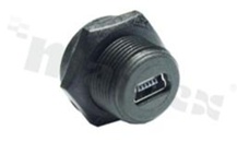Mini Socket USB, type B, 2.0, screw, front side nut, IP67