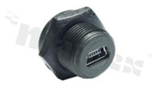 Mini Socket USB, type B, 2.0, screw, front side nut, IP67