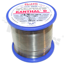 Drut oporowy grzejny Kanthal; renomowanego szwedzkiego producenta; średnica 0.70mm; SWG 22; -100+1300 st.C; 89.6m; 250g.