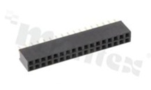 Listwa stykowa do PCB; w rastrze 2.54mm; 2x17 styków; montaż: THT; żeńska; prosta; dwurzędowe 