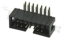 Full shrouded header for PCB; pitch 2.54mm; 14-contacts; THT; male; side entry
