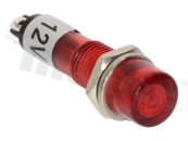 Lampka sygnalizacyjna neonowa; 8mm; terminale do lutowania; plastik; podświetlenie czerwone; 12V