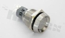 Push button switch; monostable; 16mm; solder terminals; stainless steel; silver button; IP65
