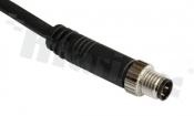 Wtyk M12; kodowanie A; 4-stykowy; męski; 4A; prosty; z kablem o długości 1m; IP68