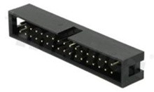 Full shrouded header for PCB; pitch 2.54mm; 34-contacts; THT; male; top entry
