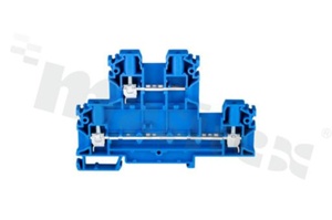 Installation terminal block; 2-level; 3-contacts; for wire 0,5-4mm2; screw terminal; blue; Din rail; 1000v/32A