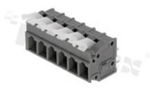 Listwa zaciskowa do PCB; w rastrze 5.00mm; 6-torowa; pionowe wejście przewodu; na przewód 0.2-2.5mm2 (28-12 AWG); ze stykiem sprężynowym; szara; UL 300V/15A