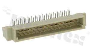 Złącze DIN; typu Half B; męskie; połówkowe; 2x16 styków; kątowe