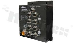 Switch przemysłowy kolejowy PoE; Gigabit; niezarządzalny; norma kolejowa EN50155; 8 portów 10/100/500/1000Base-T(X) PoE; złącza M12; temp. pracy: -40+75 st.C; zasilanie 72/110VDC