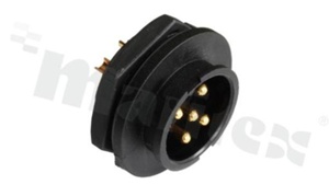 Socket DC series, 7 pins, male, straight, Imax= 20A, wire range: 5.5-10.8 mm2, rear side nut, 2 point lock bayonet, IP67