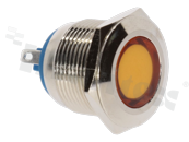 Lampka sygnalizacyjna; 19mm; terminale do lutowania; stal nierdzewna; podświetlenie żółte; LED 24V